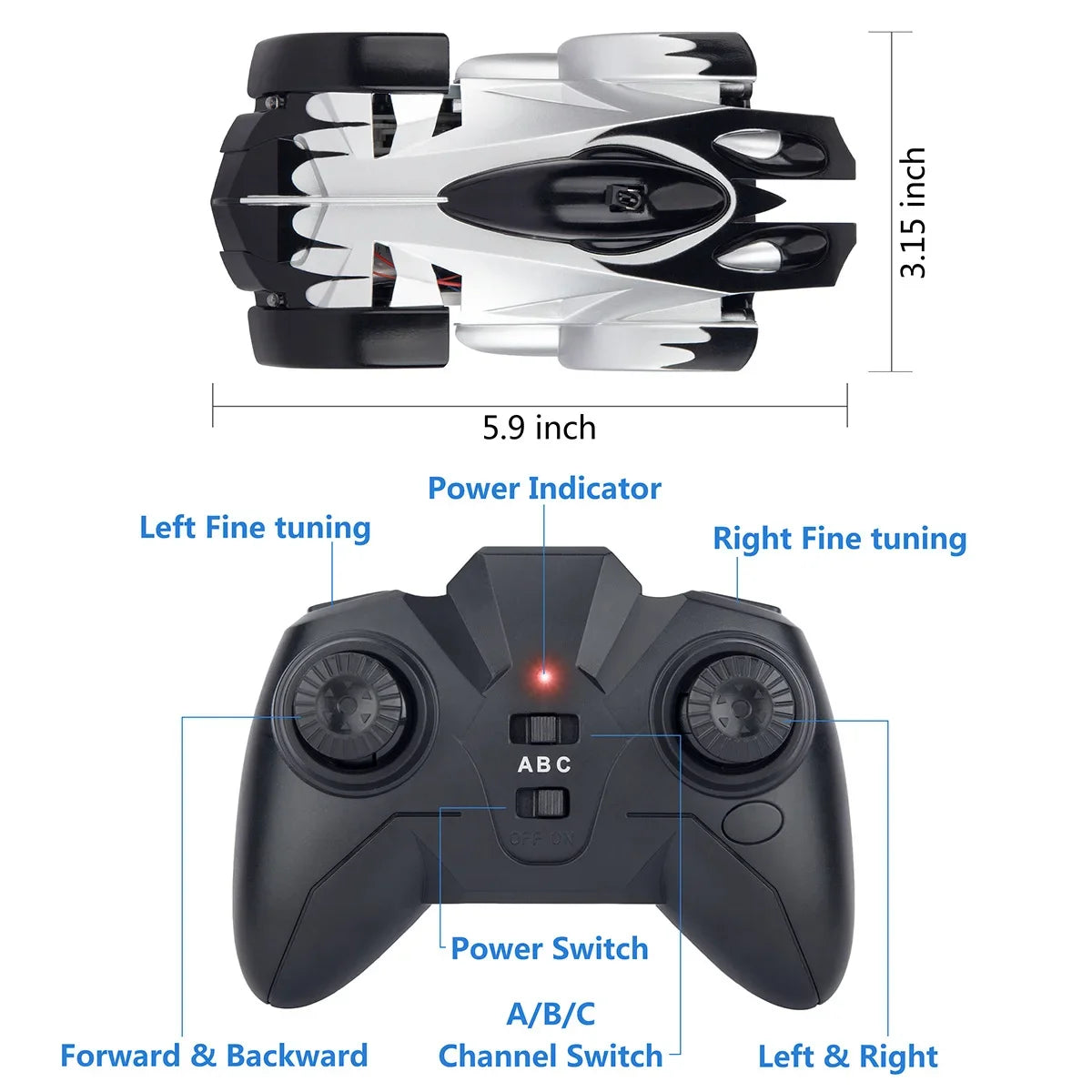 RC Car Climbing Wall Stunt Cars With LED Remote Control Racing Vehicle Anti Gravity Ceiling 360° Rotating Electronic Car Toys