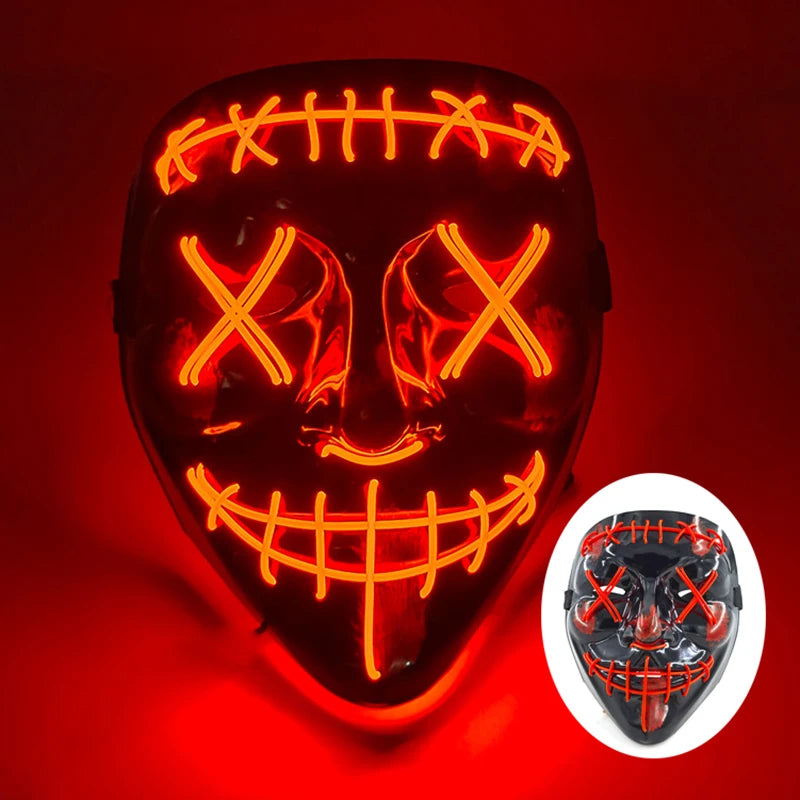 Wireless LED Purge Mask Halloween Horror Party Carnival Cosplay Costume Props Halloween Purge Masks 10 Colors LED Mask Men Women
