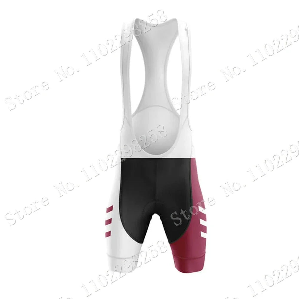 Qatar National Team Cycling Jersey 2023 Set Summer Bicycle Clothing Road Bike Shirts Suit Bicycle Bib Shorts MTB Ropa Maillot