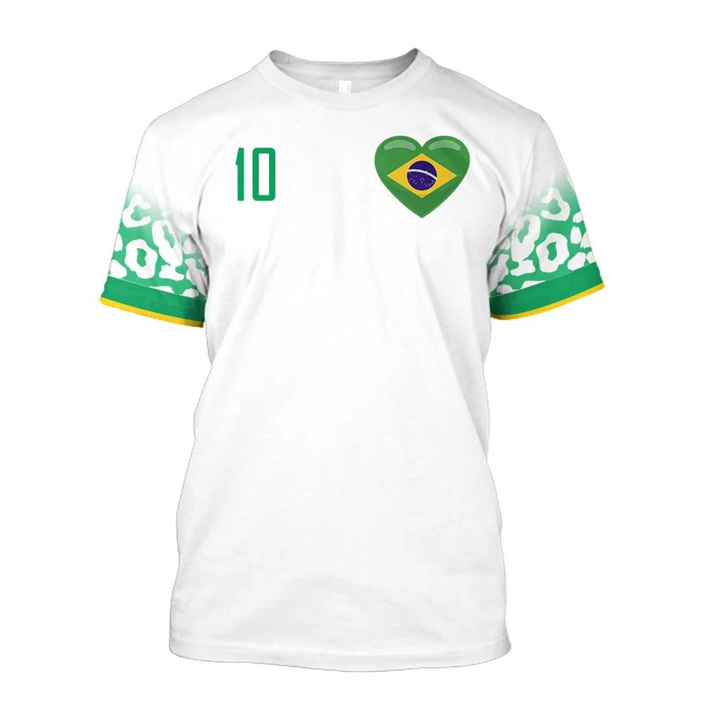 2022 Brazil National Team Sports Fitness Fashion Short Sleeve T Shirt For Men World Football T Shirts Football Team Shirts Tops