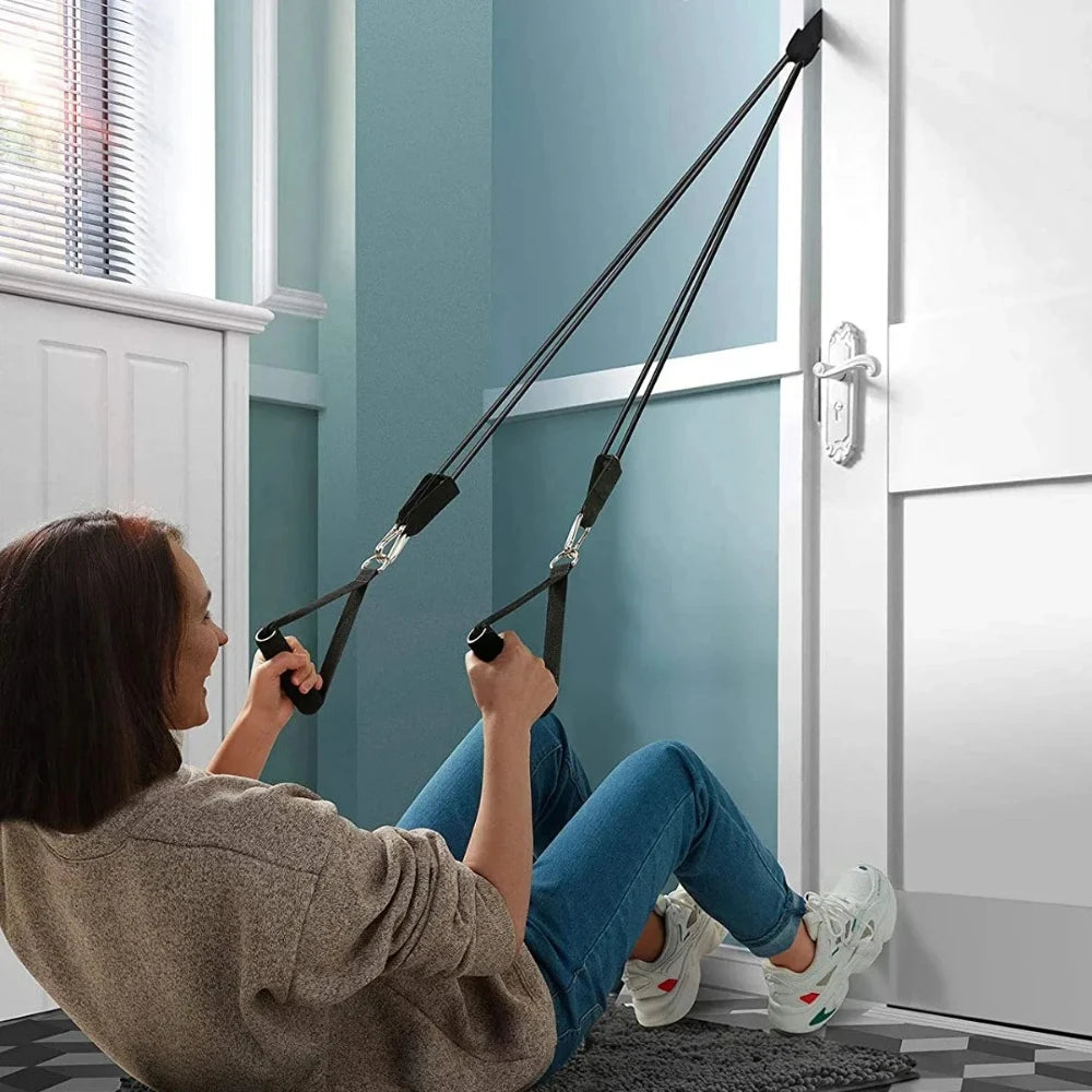 Resistance strap set, sports strap with door anchor, handle, handbag, leg and ankle straps for resistance training, unisex