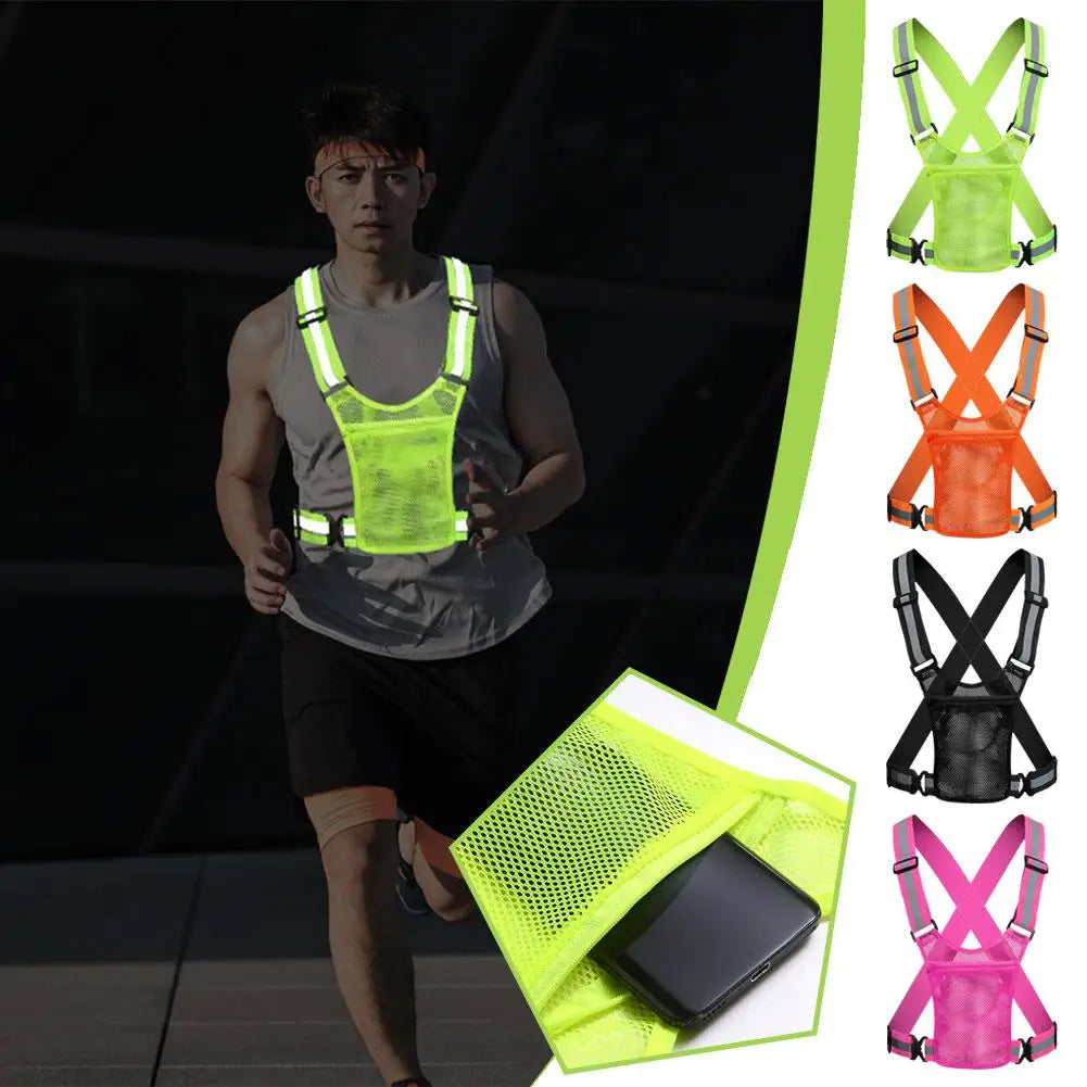 Outdoor Cycling Vests Safety Reflective Vest LED Running Light Adjustable Cycling Vest Night Warning Work Sports Vest