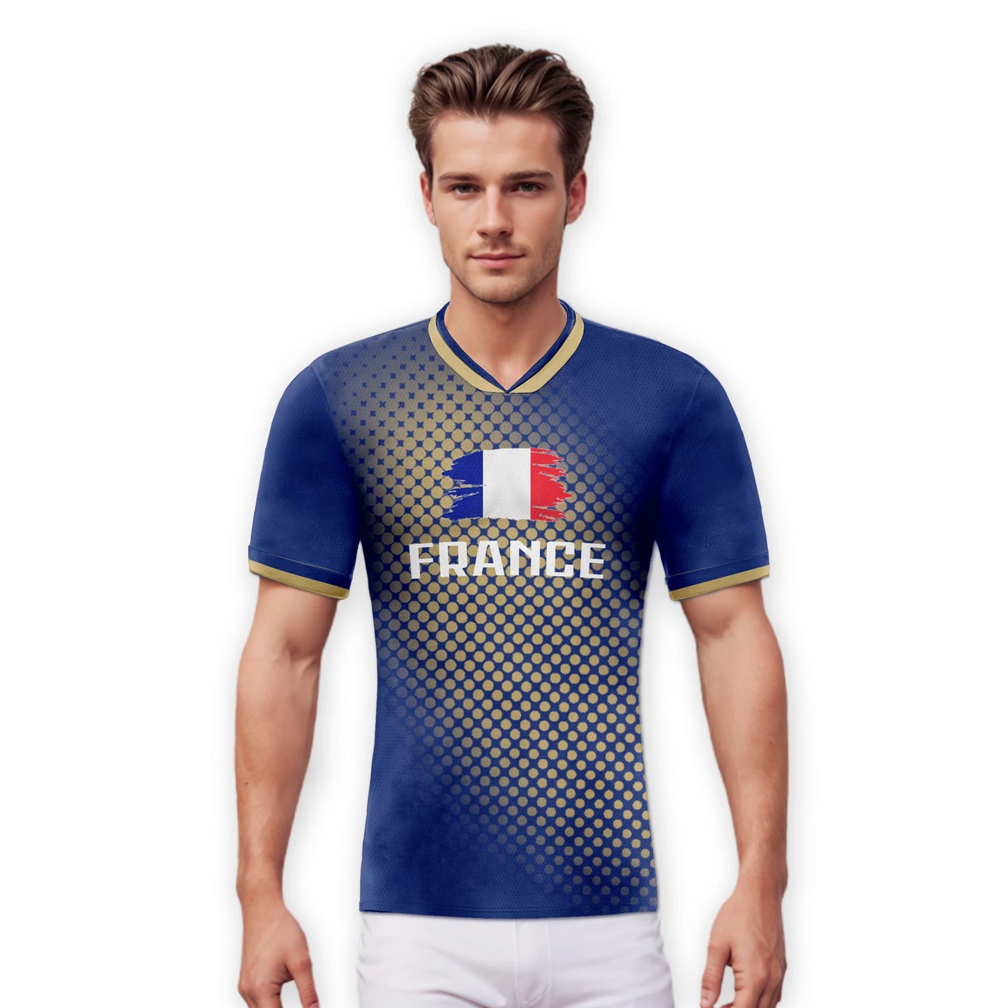 Custom France Soccer Jersey Quick-Dry Football Shirt Personalized Name Number Sports Uniform for Men Women Youth Fans Gift