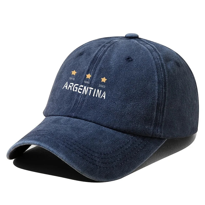 Men's Argentina National Baseball Cap | Vintage 3 Stars Emblem, Adjustable Duckbill Hat for World Cup Fans