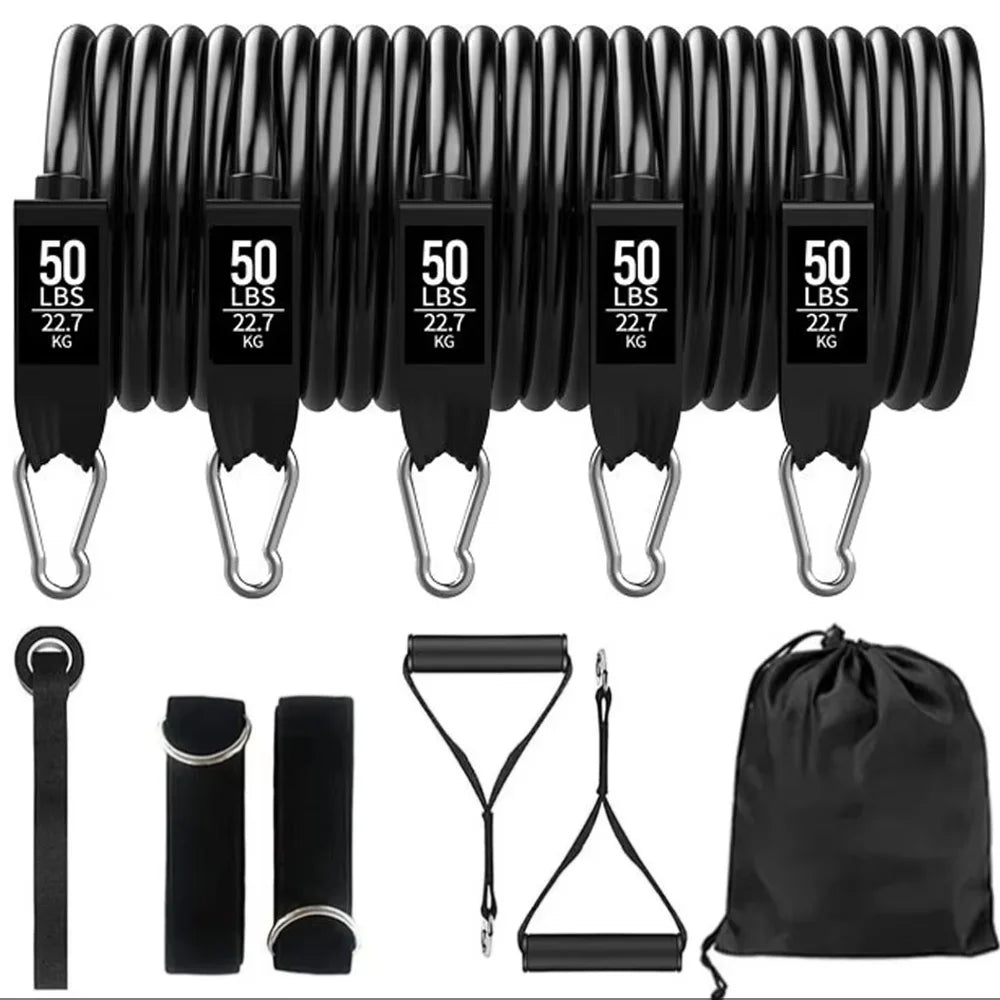 Resistance strap set, sports strap with door anchor, handle, handbag, leg and ankle straps for resistance training, unisex