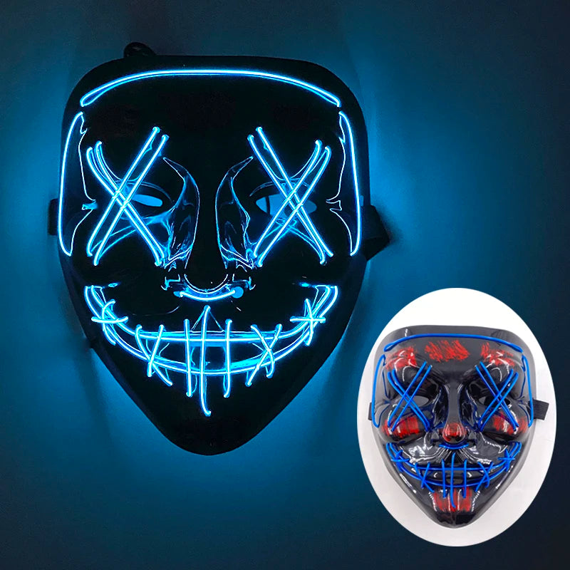 Wireless LED Purge Mask Halloween Horror Party Carnival Cosplay Costume Props Halloween Purge Masks 10 Colors LED Mask Men Women