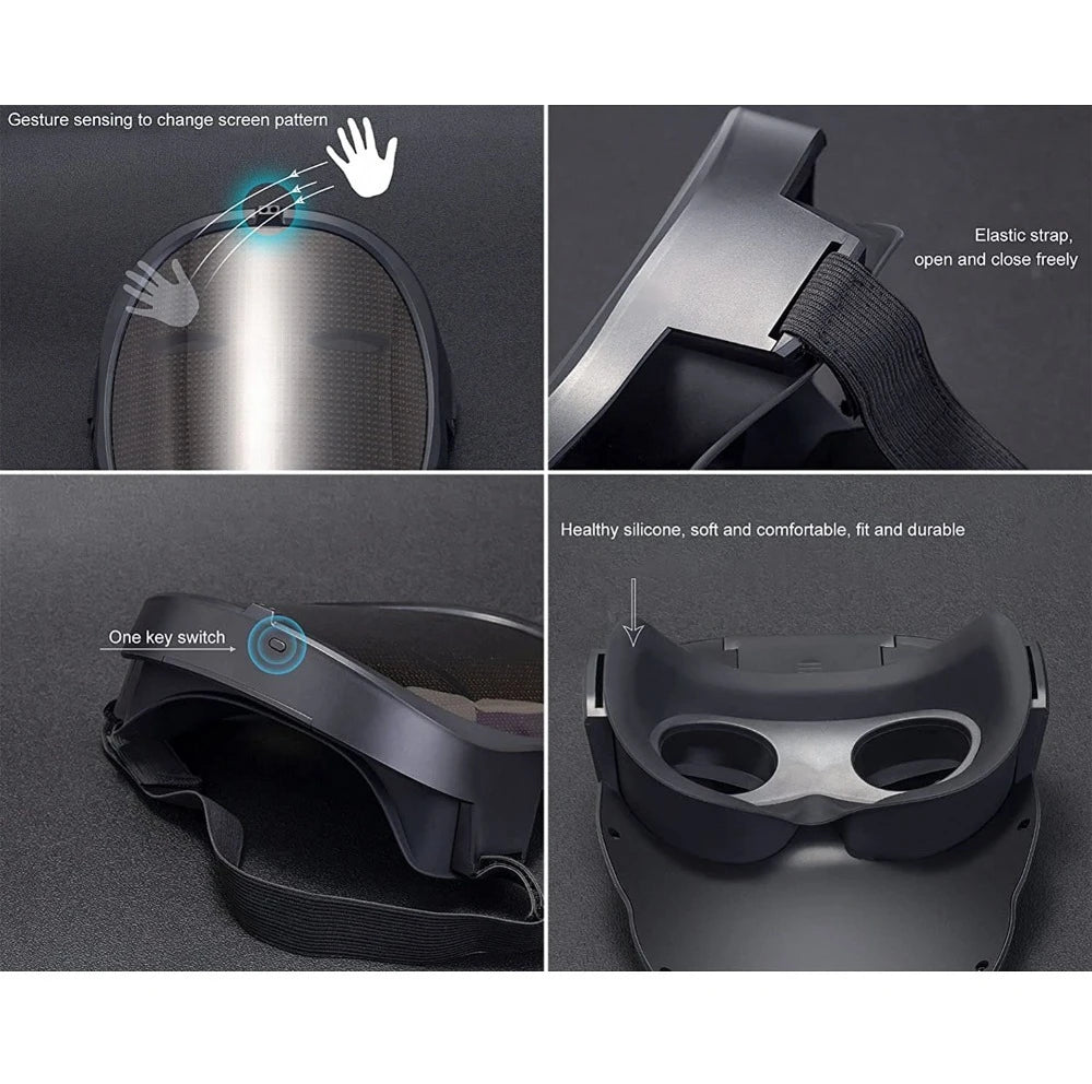 Bluetooth App Controlled LED Mask Gesture Sensor Programmable Light Up Face Changing Cyberpunk Halloween Cosplay Party Rave