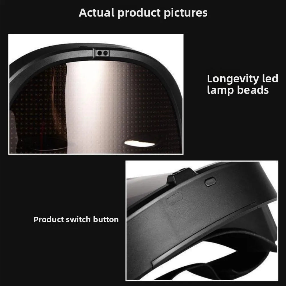 Bluetooth App Controlled LED Mask Gesture Sensor Programmable Light Up Face Changing Cyberpunk Halloween Cosplay Party Rave