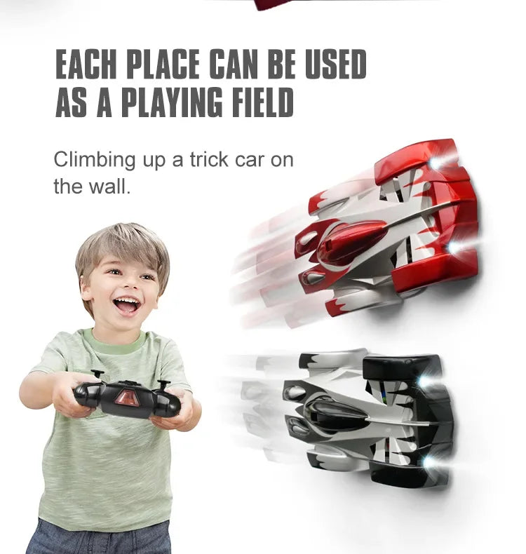 RC Car Climbing Wall Stunt Cars With LED Remote Control Racing Vehicle Anti Gravity Ceiling 360° Rotating Electronic Car Toys