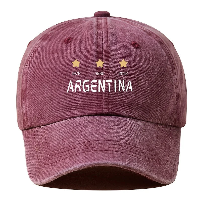 Men's Argentina National Baseball Cap | Vintage 3 Stars Emblem, Adjustable Duckbill Hat for World Cup Fans