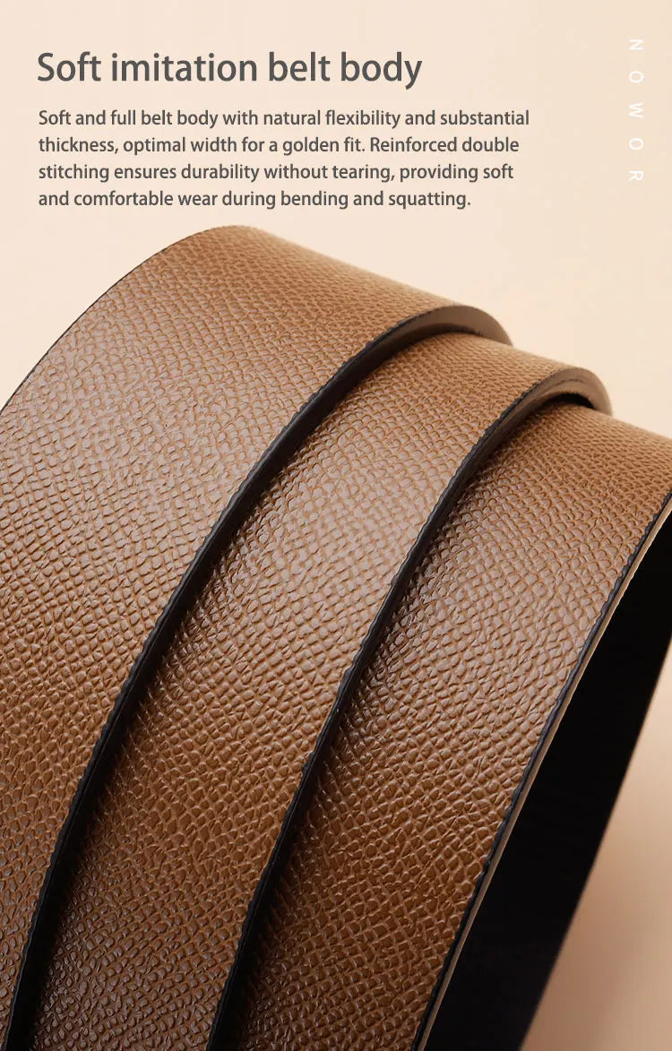 The new buckle toothless automatic buckle belt men's casual style business all-match waist belt personality youth trendy pants