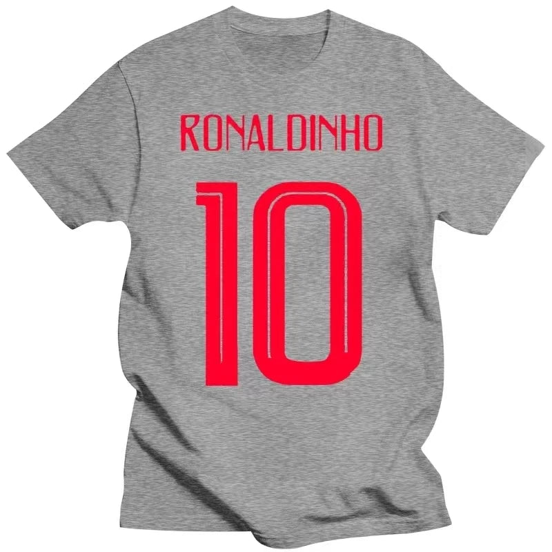 New Russia World Match Cup Brazil Ronaldinho Number 10 Sporty Jersey Summer T Shirt Mens Fans Goal Tee Couple