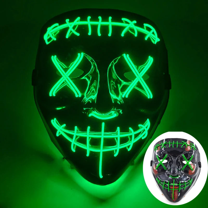 Wireless LED Purge Mask Halloween Horror Party Carnival Cosplay Costume Props Halloween Purge Masks 10 Colors LED Mask Men Women