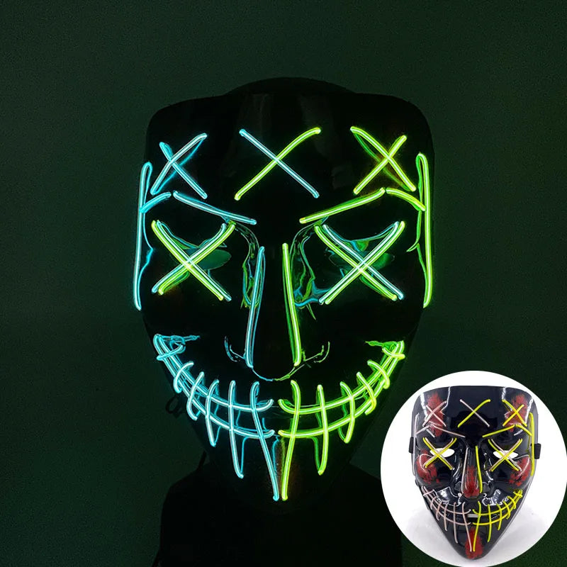 Wireless LED Purge Mask Halloween Horror Party Carnival Cosplay Costume Props Halloween Purge Masks 10 Colors LED Mask Men Women