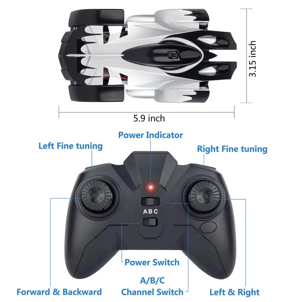 RC Car Climbing Wall Stunt Cars With LED Remote Control Racing Vehicle Anti Gravity Ceiling 360° Rotating Electronic Car Toys