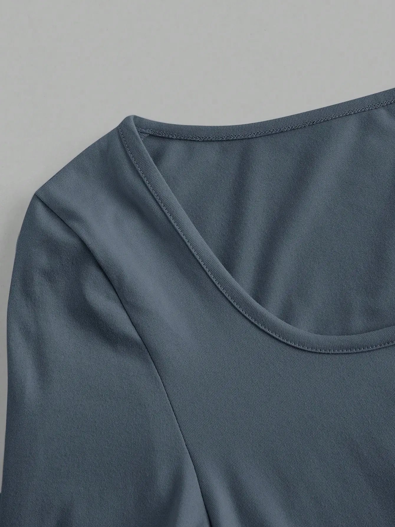 3 pieces Women's Long Sleeved U-neck T-Shirt Tops Solid Color soft Street Spicy Girl Casual Autumn Tight Fitting