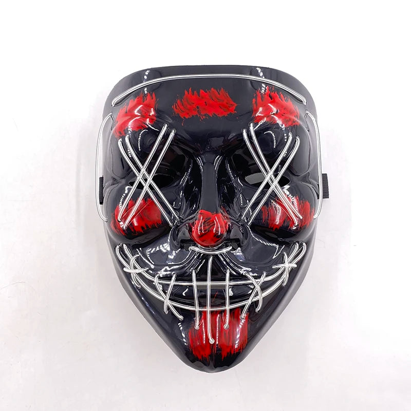 Wireless LED Purge Mask Halloween Horror Party Carnival Cosplay Costume Props Halloween Purge Masks 10 Colors LED Mask Men Women