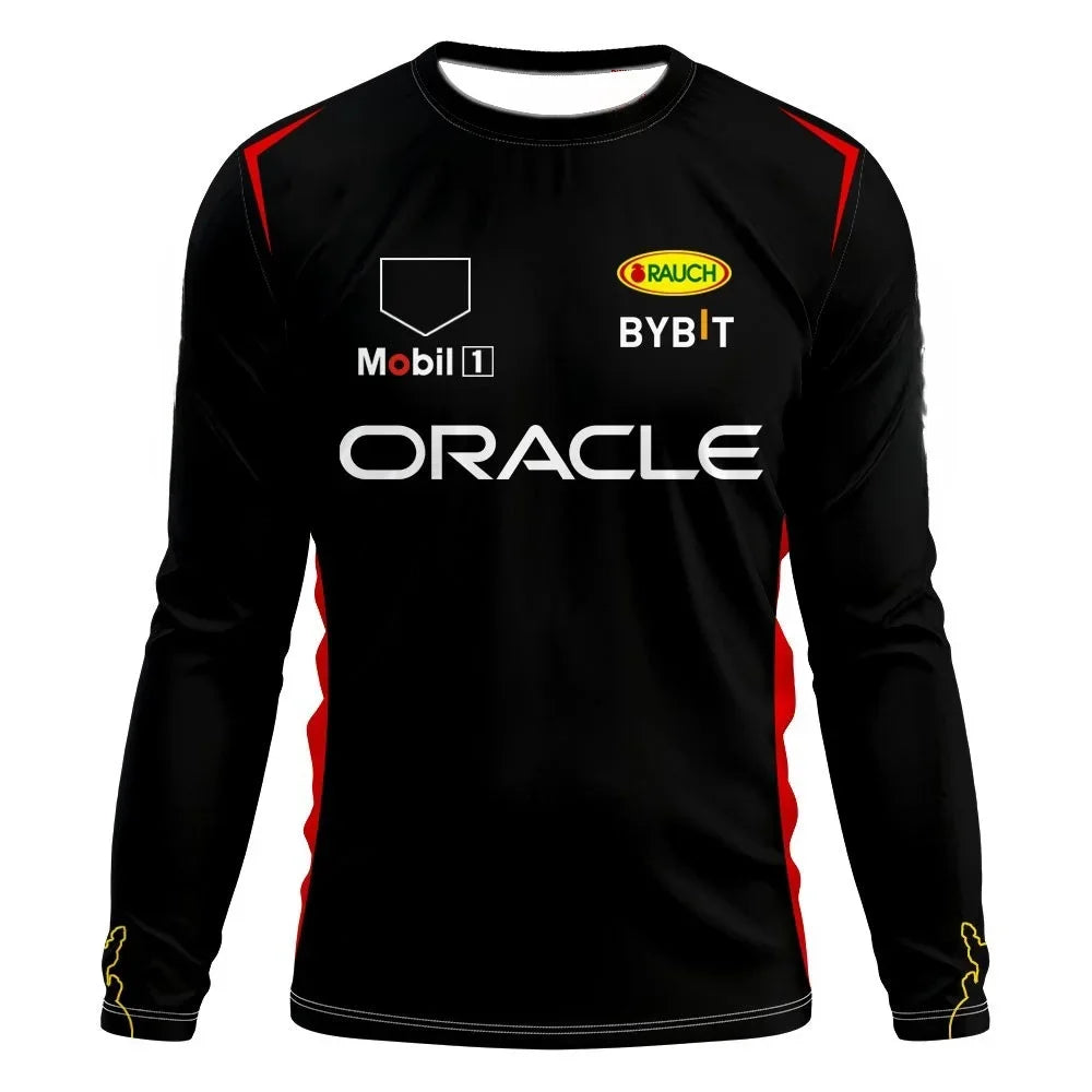 F1 Team Long Sleeve T-shirt Spring And Autumn Edition Extra Large Men's T-shirt 2024 Red Team Checo 11 Driver's Clothing T-shirt