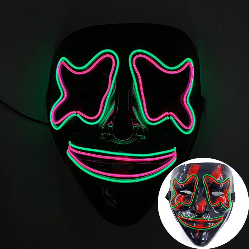 Wireless LED Purge Mask Halloween Horror Party Carnival Cosplay Costume Props Halloween Purge Masks 10 Colors LED Mask Men Women