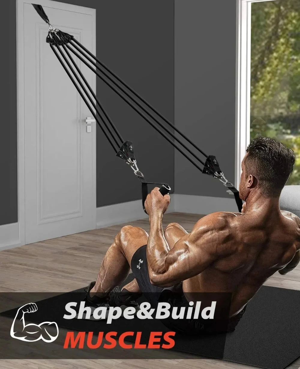 Resistance strap set, sports strap with door anchor, handle, handbag, leg and ankle straps for resistance training, unisex