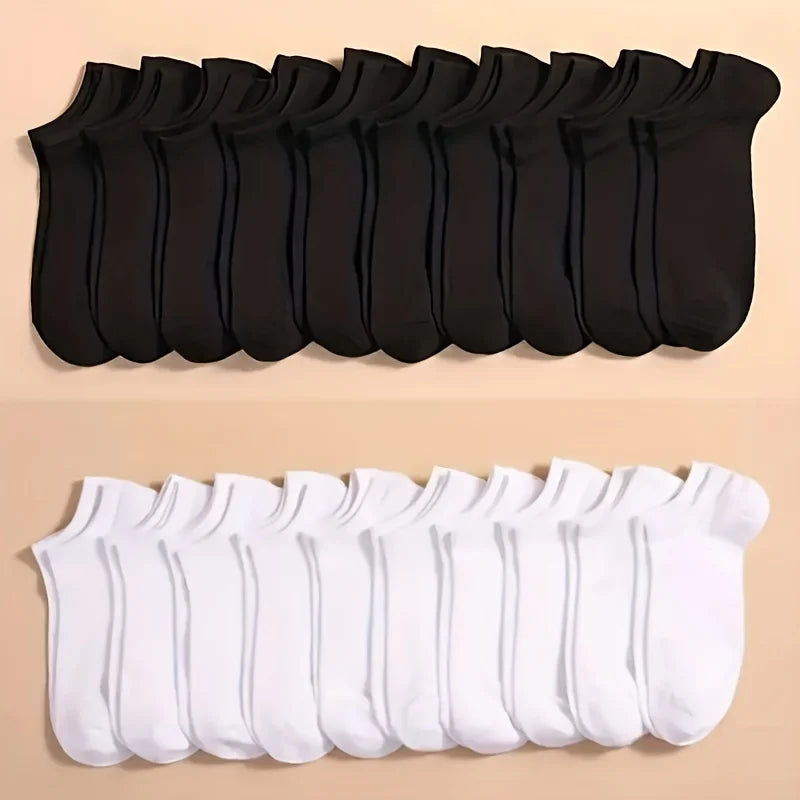 10/20/30/40/60 Pairs Of Unisex Solid Color Socks Comfy Breathable Soft Sweat Absorbent Socks For Daily And Outdoor Wearing