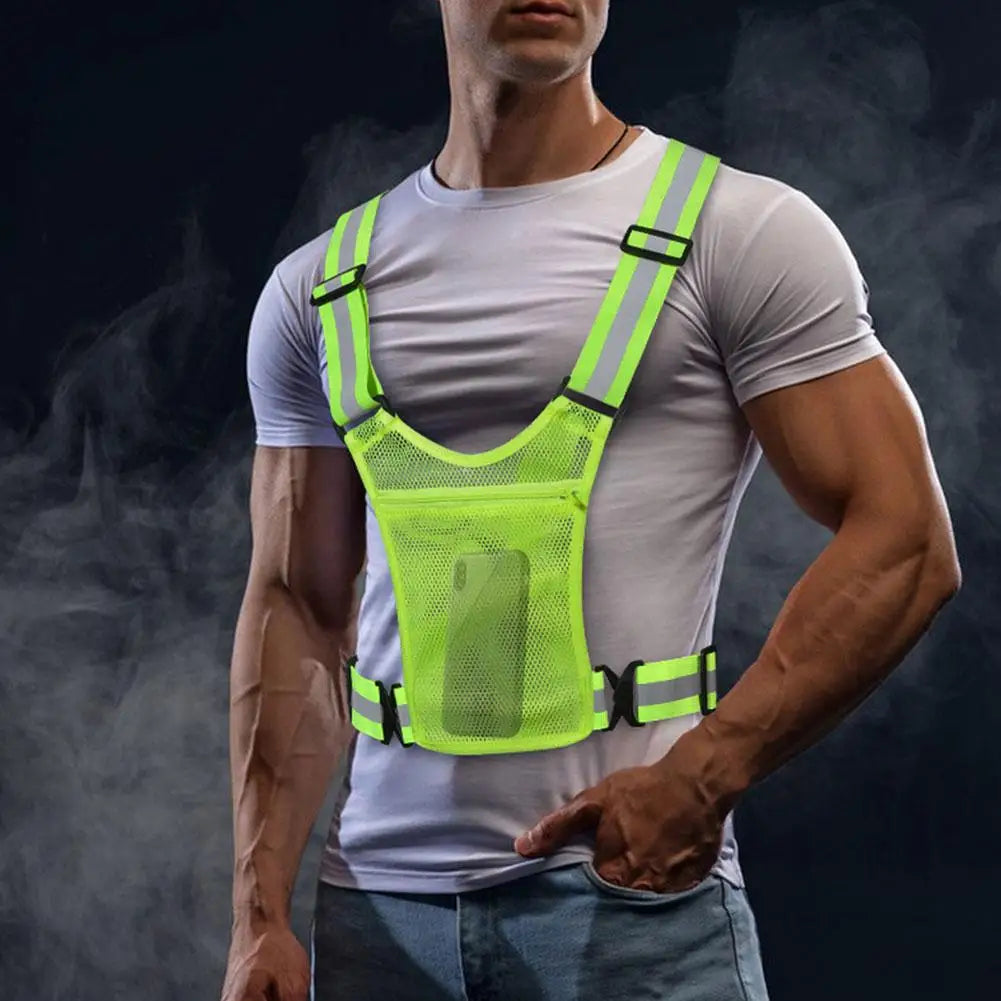 Outdoor Cycling Vests Safety Reflective Vest LED Running Light Adjustable Cycling Vest Night Warning Work Sports Vest