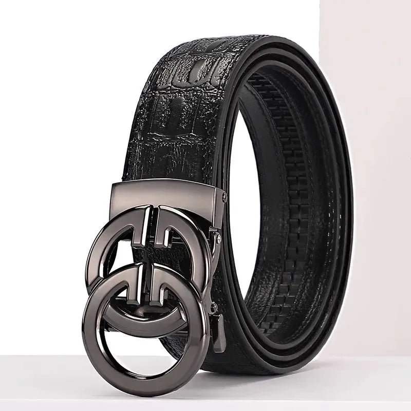 High Quality Genuine Leather Belt For Men's Luxury Automatic Metal Alloy Buckle Men's Waist Belt