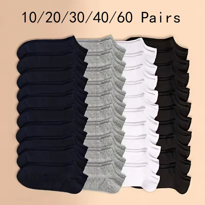 10/20/30/40/60 Pairs Of Unisex Solid Color Socks Comfy Breathable Soft Sweat Absorbent Socks For Daily And Outdoor Wearing