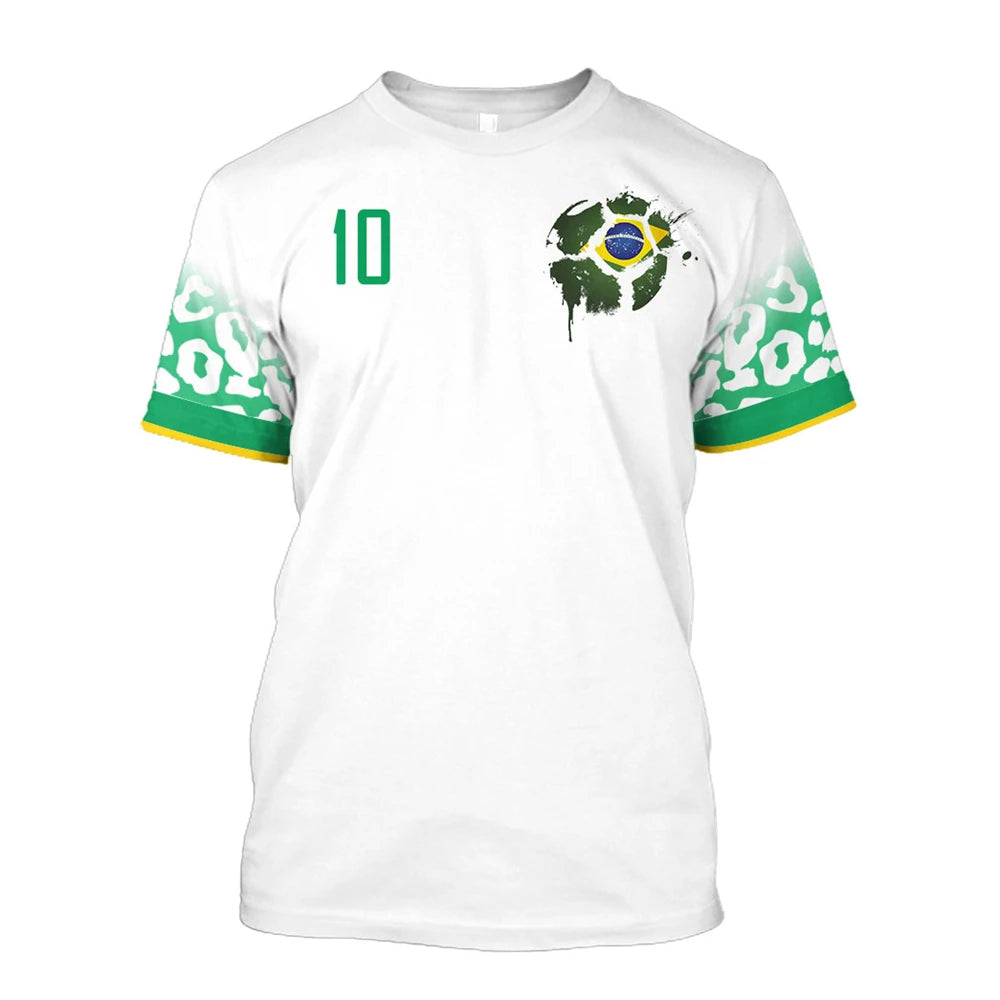 2022 Brazil National Team Sports Fitness Fashion Short Sleeve T Shirt For Men World Football T Shirts Football Team Shirts Tops
