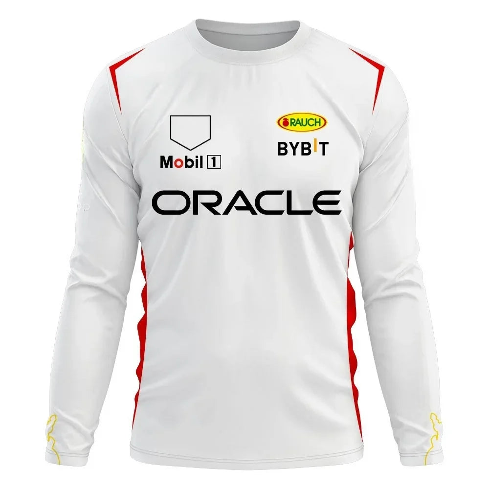 F1 Team Long Sleeve T-shirt Spring And Autumn Edition Extra Large Men's T-shirt 2024 Red Team Checo 11 Driver's Clothing T-shirt