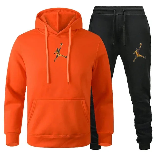 2025 Autumn/Winter Men's jogging Fitness sportswear Set: Fashionable long-sleeved sweatshirt + casual pants 2-piece set