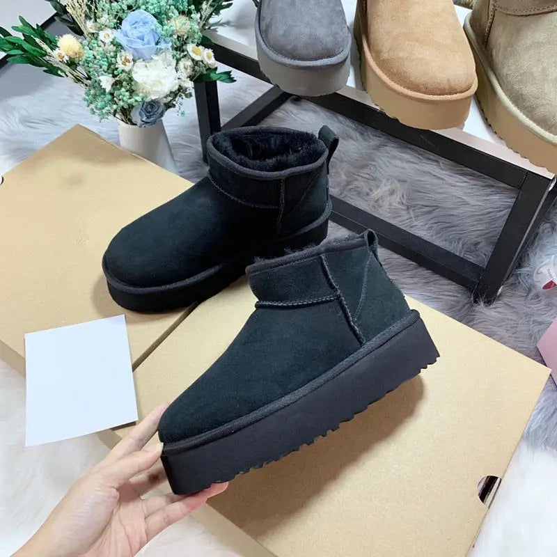 2026 New Winter Men Women Suede Slippers Genuine Leather Tasman Fur Slippers Tazz Shoes Ultra Mini Low-top Warm Boot Short Plush