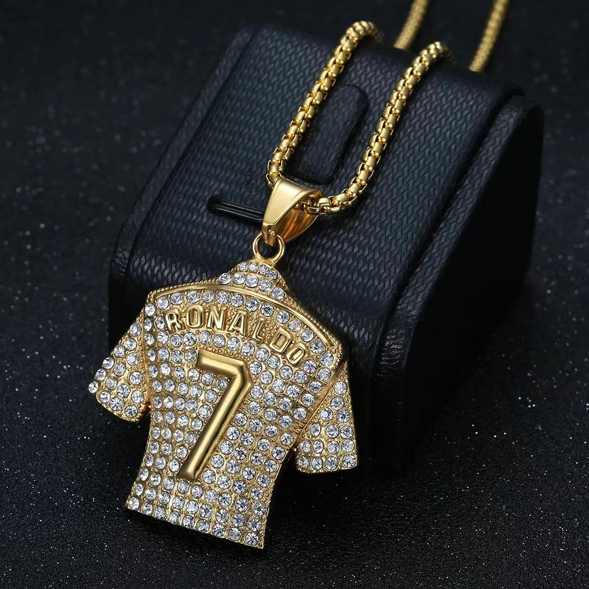 Hip Hop Style Number 7 Jersey Zircon Pendant Alloy Necklace for Men,Ronaldo Commemorative Necklace,World Cup Football Fan Gifts