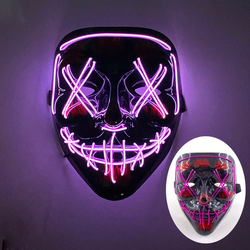 Wireless LED Purge Mask Halloween Horror Party Carnival Cosplay Costume Props Halloween Purge Masks 10 Colors LED Mask Men Women
