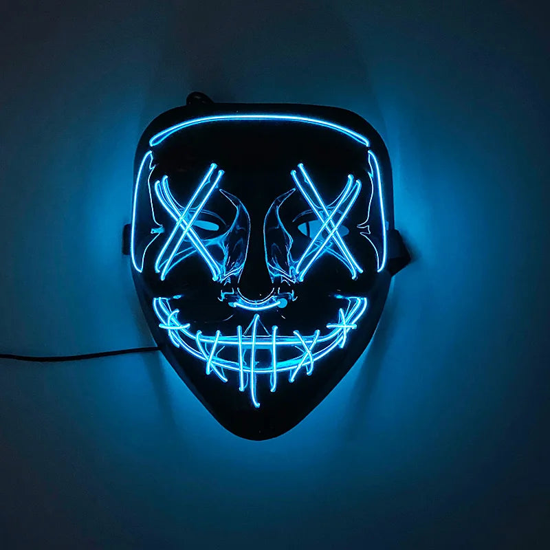 Wireless LED Purge Mask Halloween Horror Party Carnival Cosplay Costume Props Halloween Purge Masks 10 Colors LED Mask Men Women