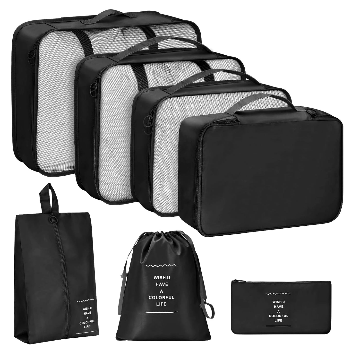 7 Pcs/Set Travel Organizer Storage Bags Suitcase Packing Cubes Set Cases Portable Luggage Clothes Shoe Tidy Pouch Folding.-zmt