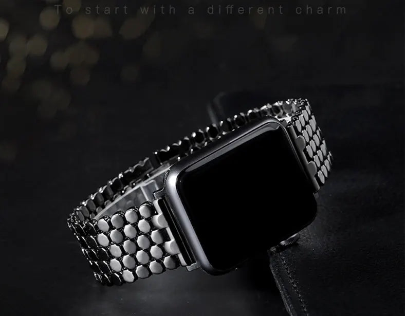 Stainless steel strap for Apple watch band 45mm 44mm 40mm 49mm 41mm Fish-scale Metal Link bracelet iWatch Series 9 8 se ultra 2