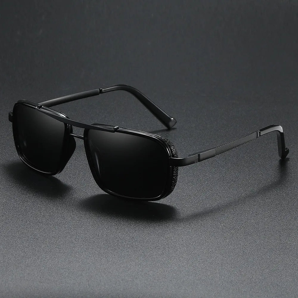 Luxury Rectangle Men's Sunglasses Retro Metal Steam Punk Sun Glasses Male Classic Outdoor Driving Shades Summer Glasses