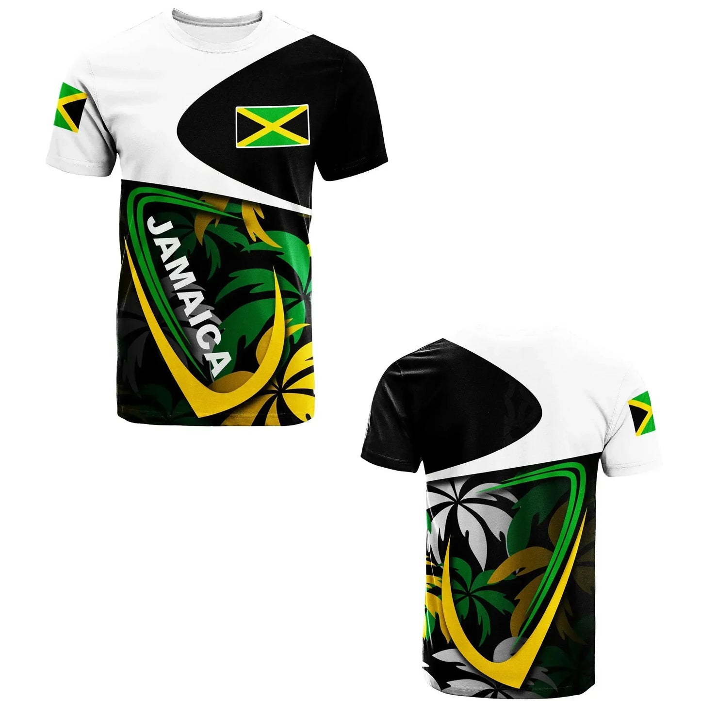 Jamaican Flag 3D Mens T-shirt Football Jersey National Emblem T-shirt Football Team Uniform World Cup Training Suit Running Suit