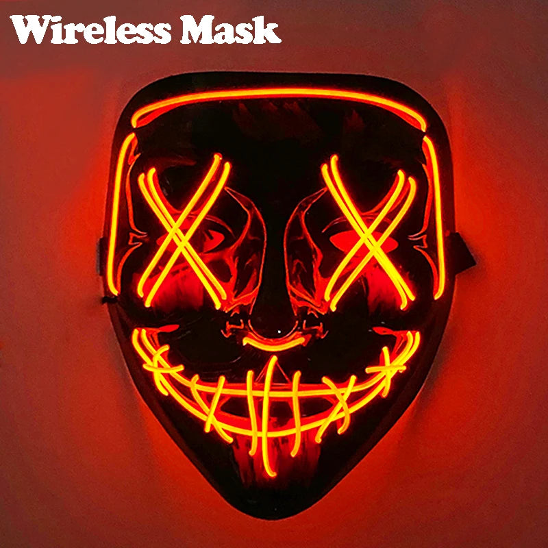 Wireless LED Purge Mask Halloween Horror Party Carnival Cosplay Costume Props Halloween Purge Masks 10 Colors LED Mask Men Women