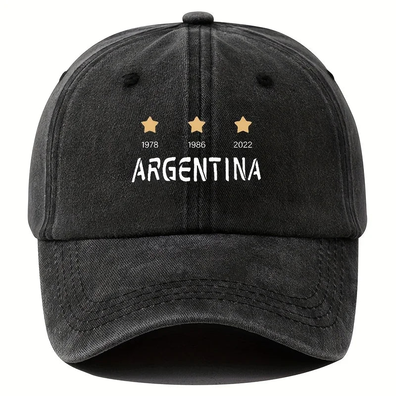 Men's Argentina National Baseball Cap | Vintage 3 Stars Emblem, Adjustable Duckbill Hat for World Cup Fans