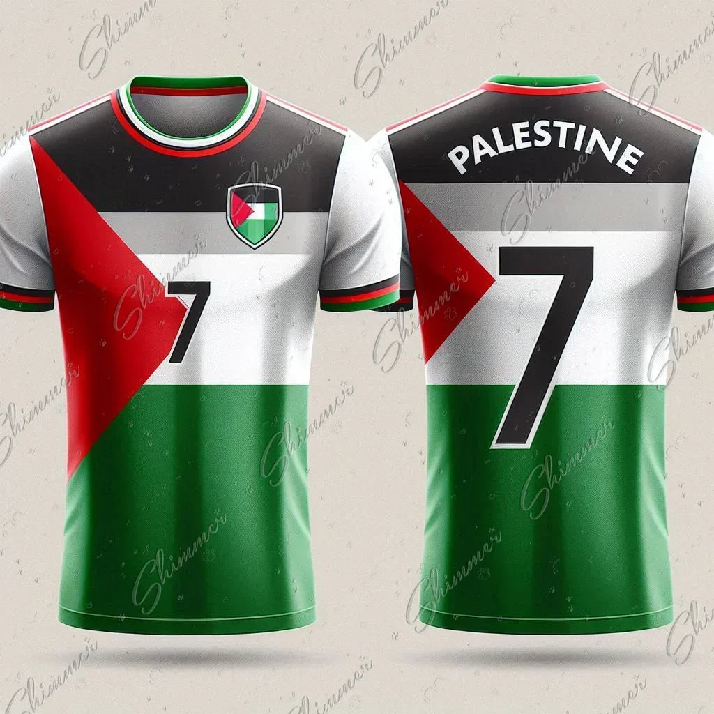 2022 Selling World Cup Palestine Style 3D Print Football Soccer Jersey Short Sleeve T-shirt For Kids Boy And Teenager Adult Tops