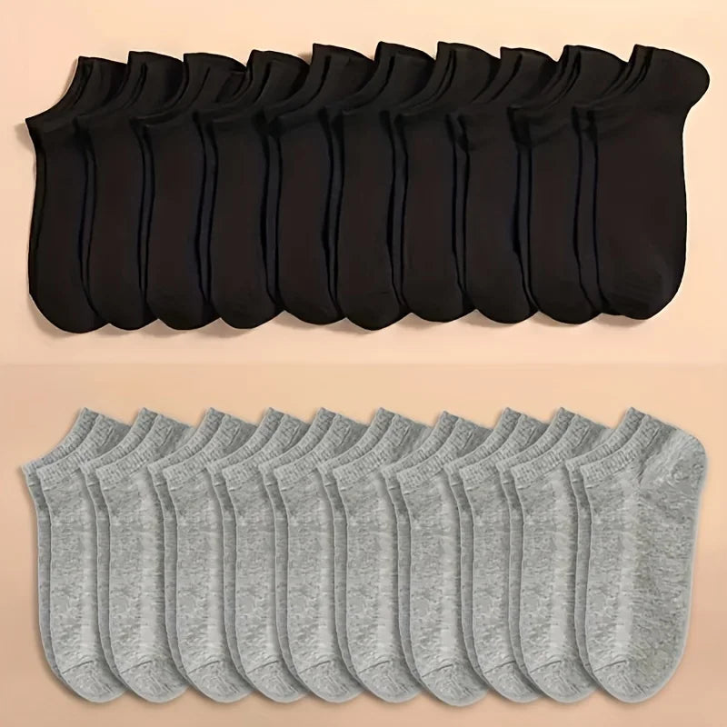 10/20/30/40/60 Pairs Of Unisex Solid Color Socks Comfy Breathable Soft Sweat Absorbent Socks For Daily And Outdoor Wearing