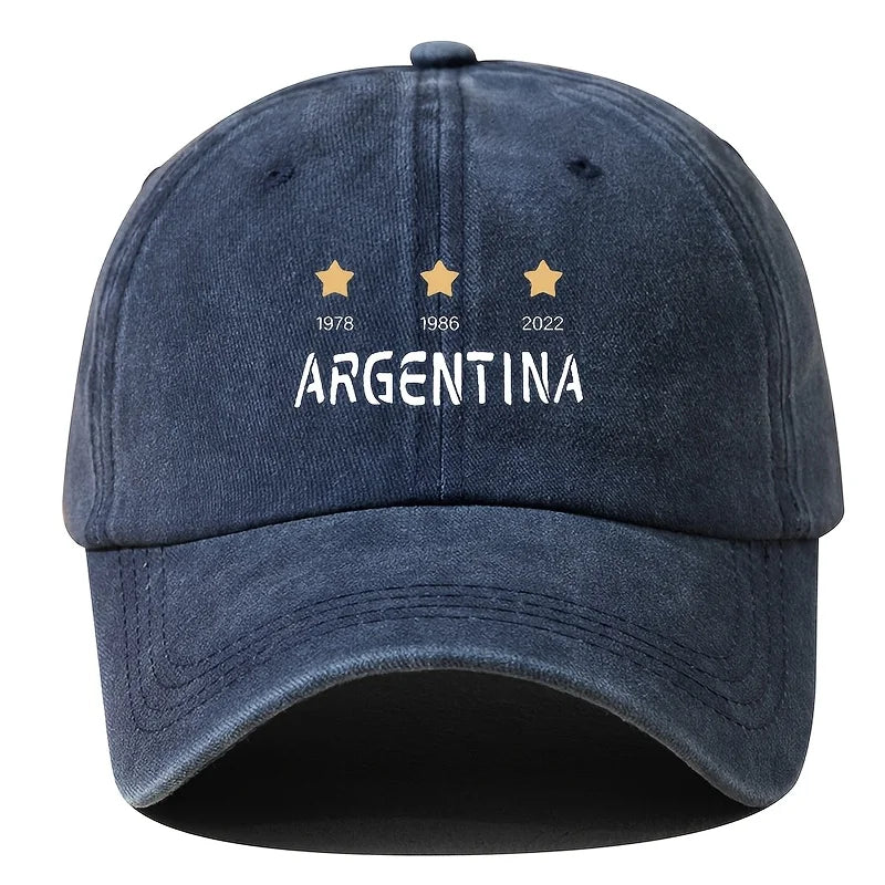 Men's Argentina National Baseball Cap | Vintage 3 Stars Emblem, Adjustable Duckbill Hat for World Cup Fans