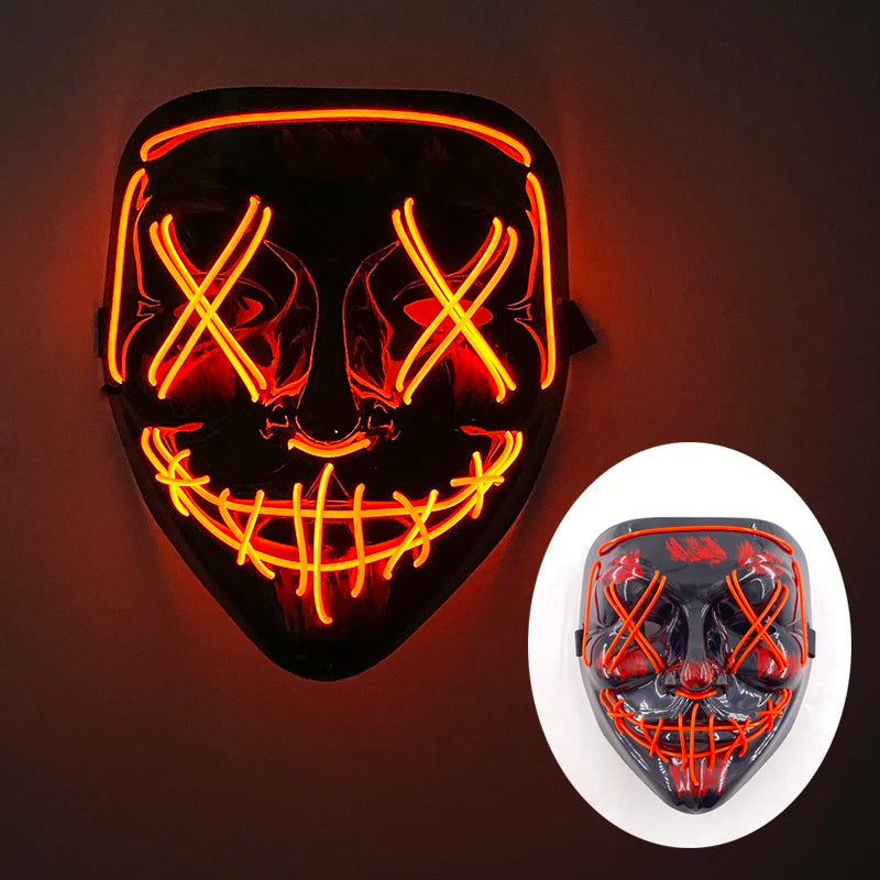Wireless LED Purge Mask Halloween Horror Party Carnival Cosplay Costume Props Halloween Purge Masks 10 Colors LED Mask Men Women