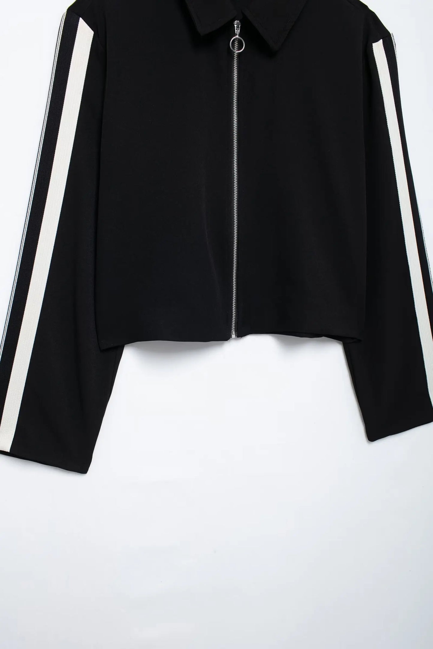 2024 New Women Casual Black Trousers Suits Sports Short Jacket + Female Vinatge Black White Patchwork Baggy Pants Street