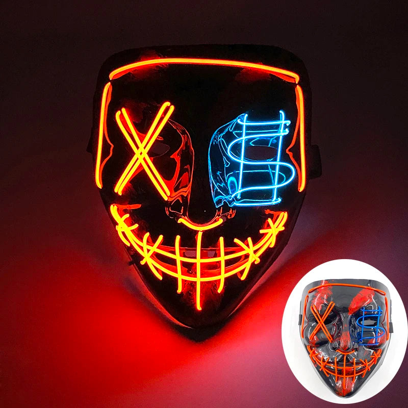 Wireless LED Purge Mask Halloween Horror Party Carnival Cosplay Costume Props Halloween Purge Masks 10 Colors LED Mask Men Women