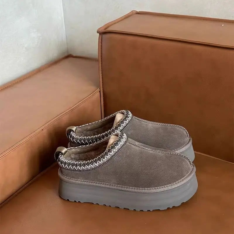 2026 New Winter Men Women Suede Slippers Genuine Leather Tasman Fur Slippers Tazz Shoes Ultra Mini Low-top Warm Boot Short Plush