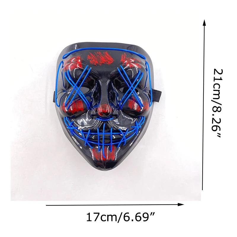 Wireless LED Purge Mask Halloween Horror Party Carnival Cosplay Costume Props Halloween Purge Masks 10 Colors LED Mask Men Women
