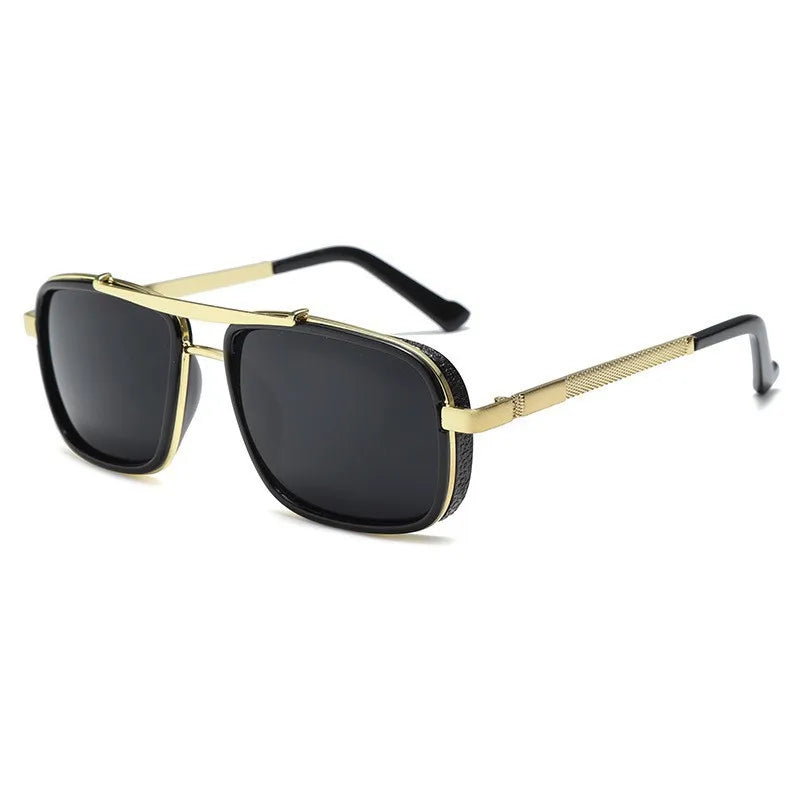 Luxury Rectangle Men's Sunglasses Retro Metal Steam Punk Sun Glasses Male Classic Outdoor Driving Shades Summer Glasses